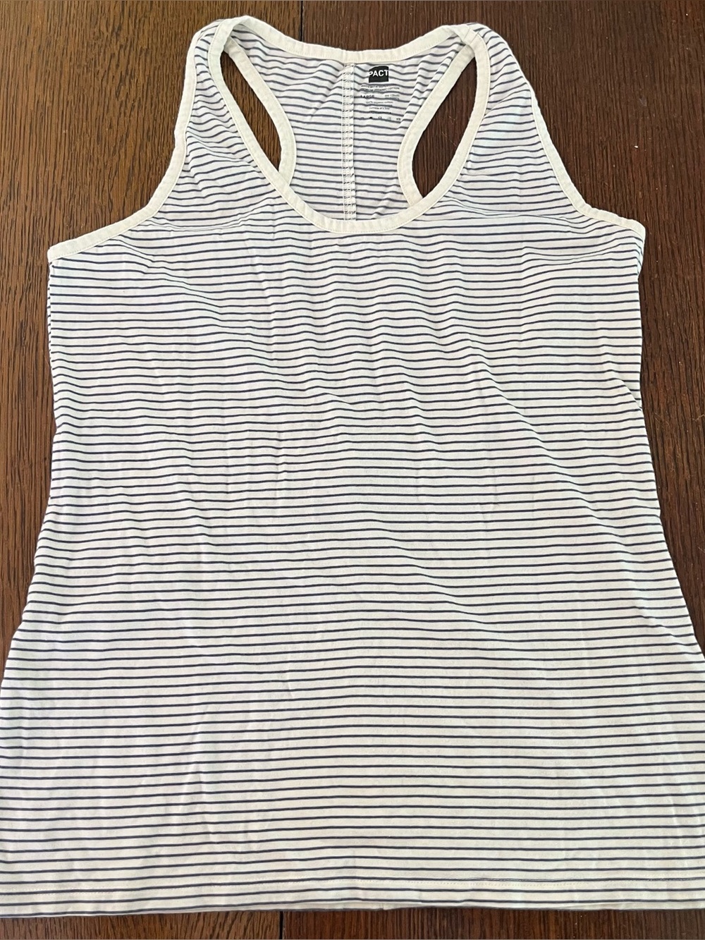Pact Organic Cotton Blue Stripe Tank Top Size L | Coastal Summer Capsule